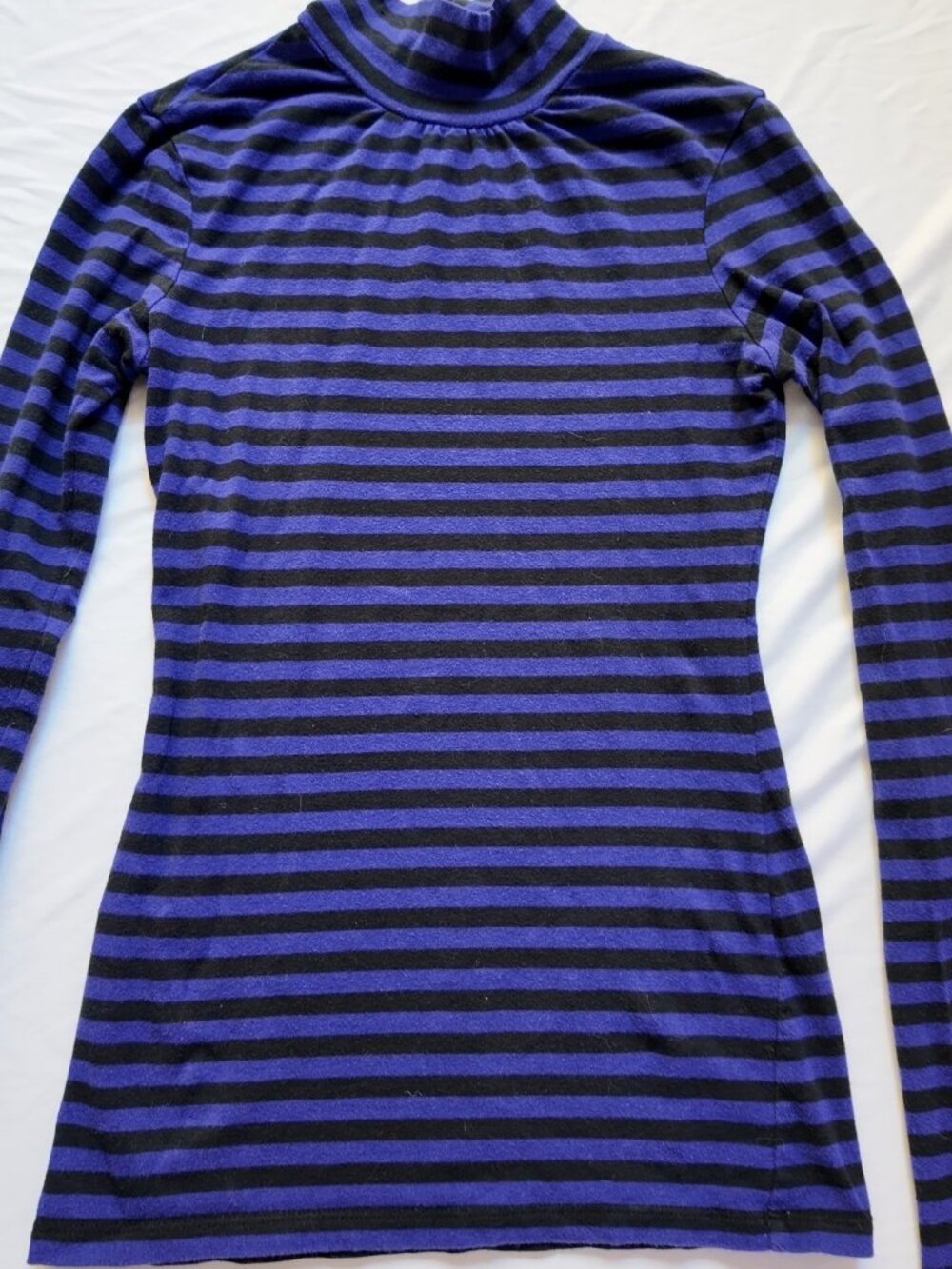 Express Top Mock Neck Striped Y2K Emo Scene Long Sleeve Purple Black Size XS